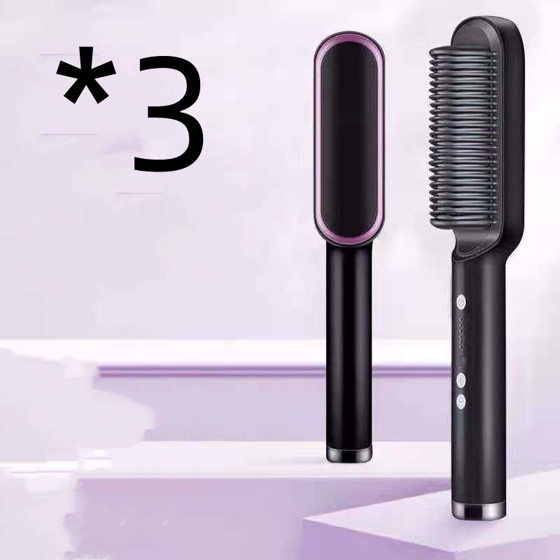 New 2 In 1 Hair Straightener Hot Comb Negative Ion Curling Tong Dual-purpose Electric Hair Brush 18