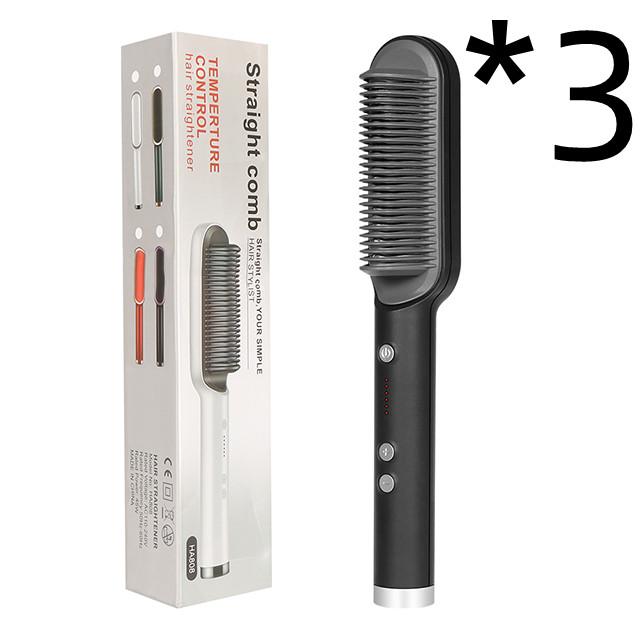 New 2 In 1 Hair Straightener Hot Comb Negative Ion Curling Tong Dual-purpose Electric Hair Brush 21