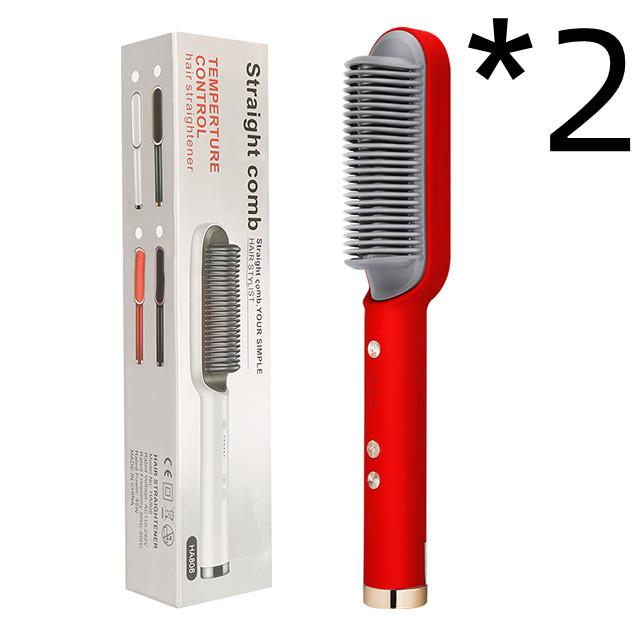 New 2 In 1 Hair Straightener Hot Comb Negative Ion Curling Tong Dual-purpose Electric Hair Brush 32