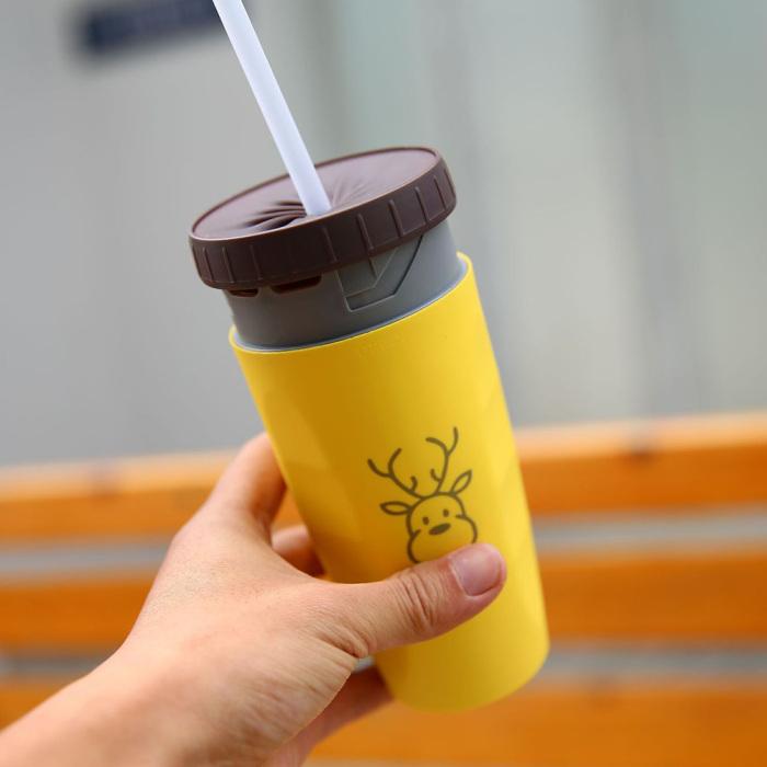 No Cover Twist Cup Travel Portable Cup Double Insulation Tumbler Straw Sippy Water Bottles Portable For Children Adults 8