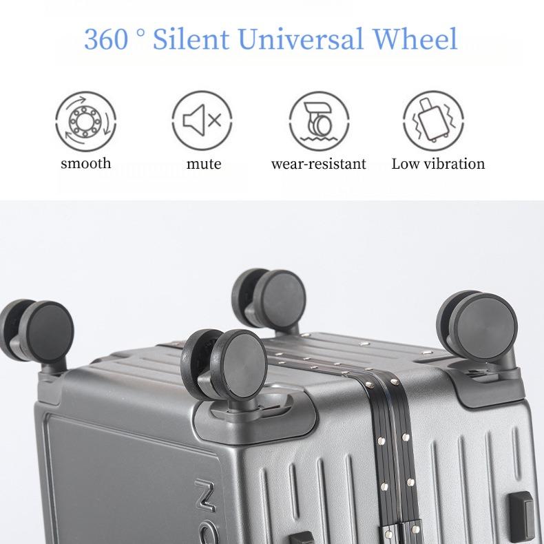 2026 New Large Capacity Front Opening Aluminum Frame Luggage With ABS PC Zipper Boarding Box 20-28 Inches 7