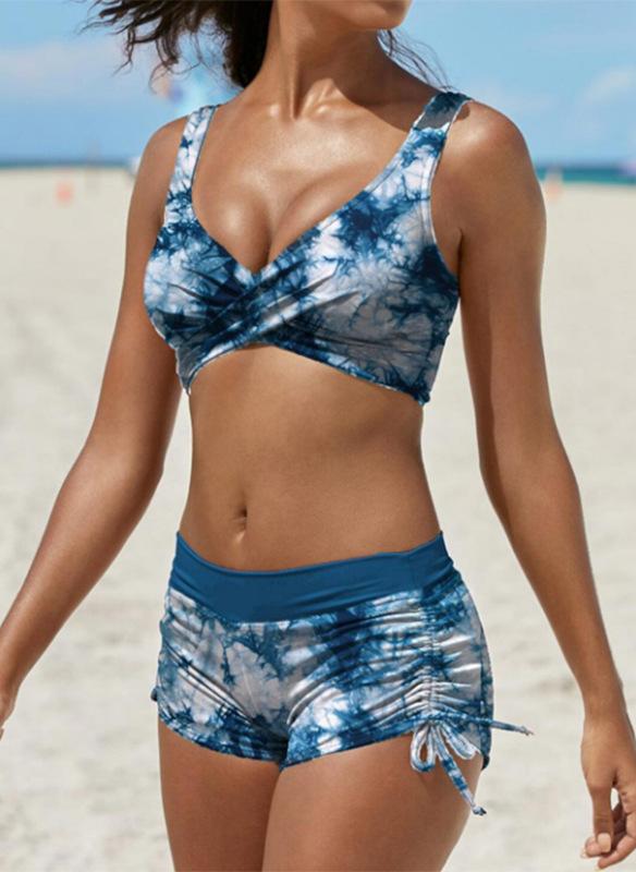 Women's Removable Strap Bandeau Top High Cut Cheeky Bikini Set Swimsuit 3