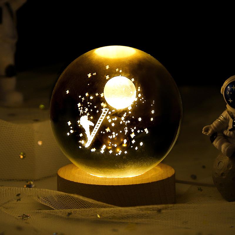 Luminous Starry Sky And Planets Moon Moon Crystal Ball Small Night Lamp Projection Ambience Light Creative Gift New Strange Gift 13