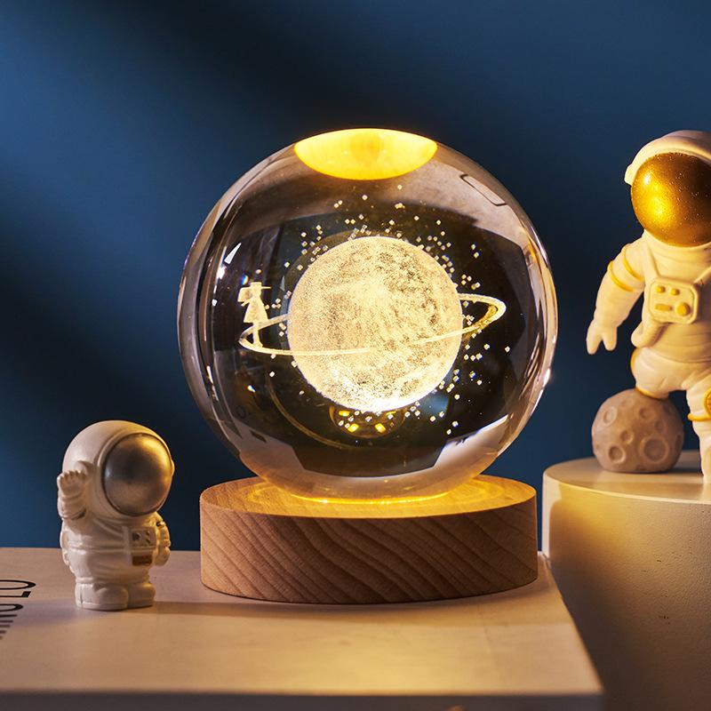Luminous Starry Sky And Planets Moon Moon Crystal Ball Small Night Lamp Projection Ambience Light Creative Gift New Strange Gift 16