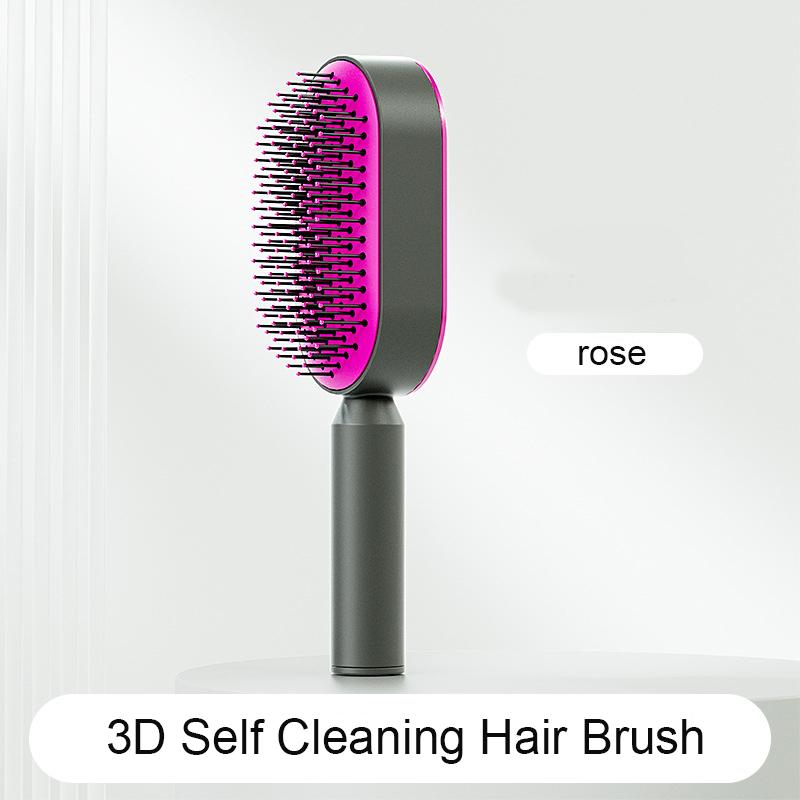Self Cleaning Hair Brush For Women One-key Cleaning Hair Loss Airbag Massage Scalp Comb Anti-Static Hairbrush 19