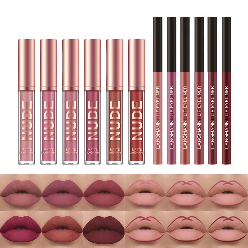 Lip Liner And Lipstick Makeup 12 Pcs Set 6 Matte Lipstick 6 Lip Liner Pens Waterproof Long Lasting Matte Lipstick Beauty Cosmetics Makeup Gift For Girls Lipstick Set 3