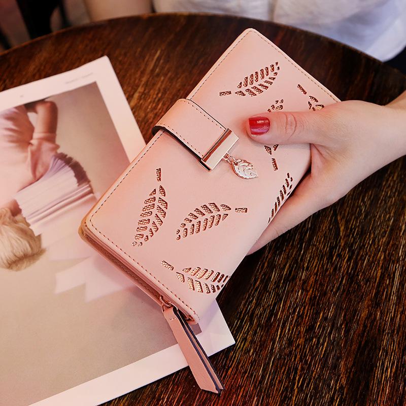 Women's Fashion Long Wallet Clutch - Elegant Hollow Out Leaf Design Zipper Closure Wristlet Handbag With Card Slots & Phone Compartment, Trendy Evening Purse For Ladies & Girls 6
