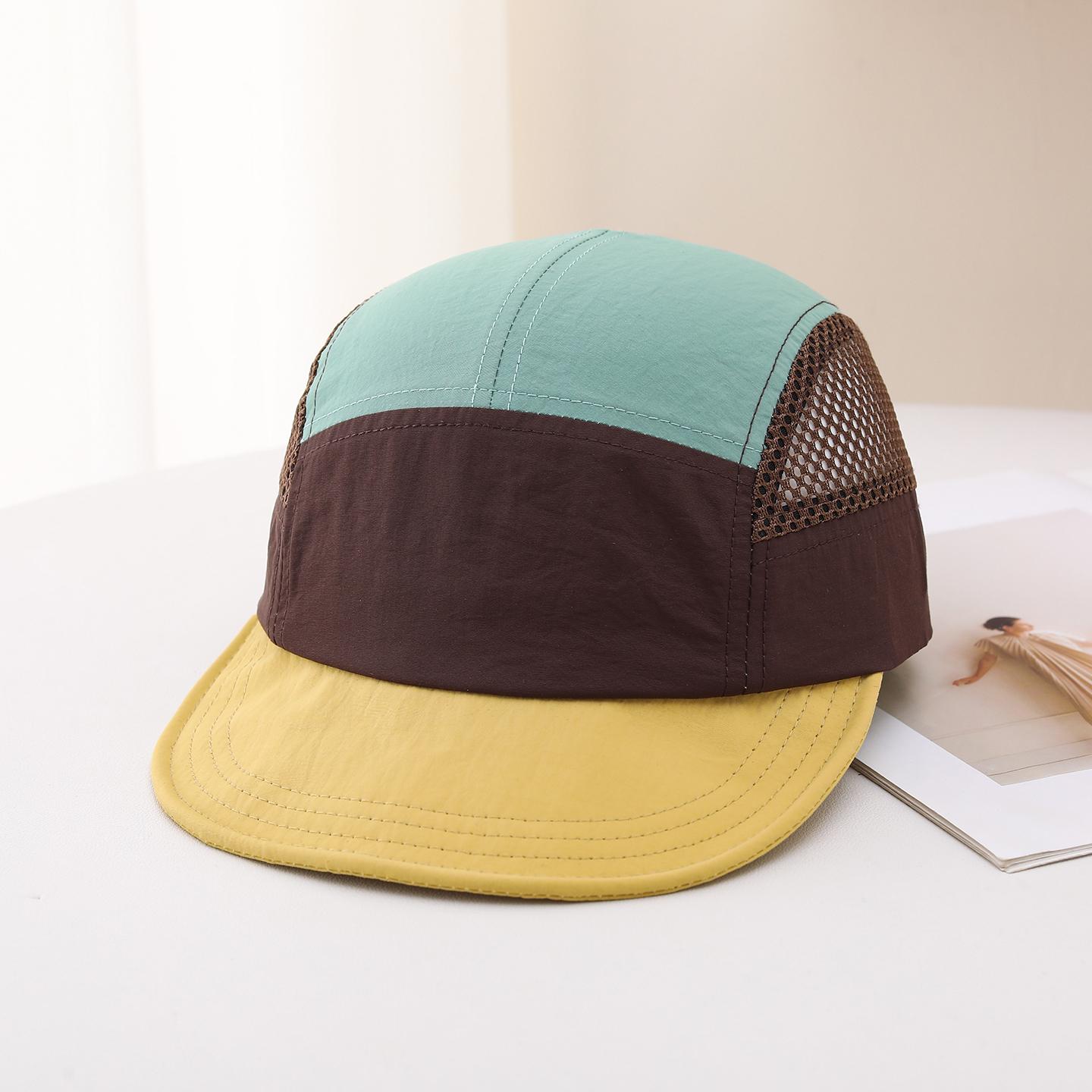 Multi-color Stitched Mesh Fabric, Lightweight And Breathable, Simple And Casual Style. This Baseball Cap With A Flat Brim Is Suitable For Sports, Travel And Daily Use. 7