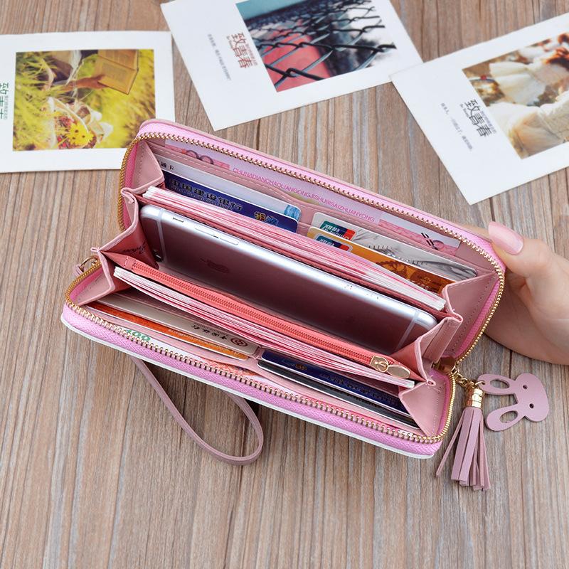Ladies In Hand Long Zipper Tassel Stitching Embossed Large-capacity Wallet 3