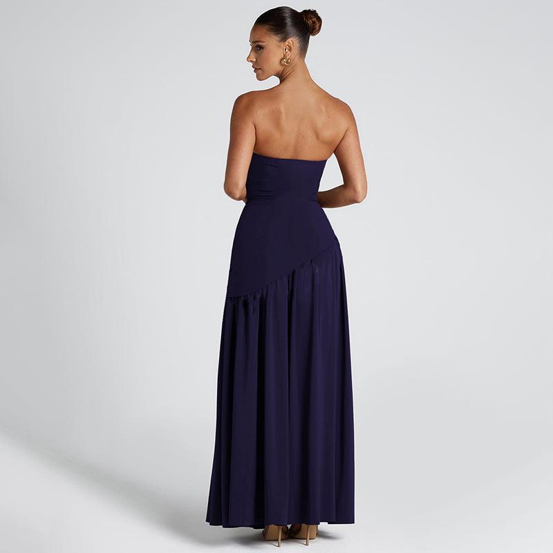 Pure Color Split Backless Elegant Streamer Dress 4