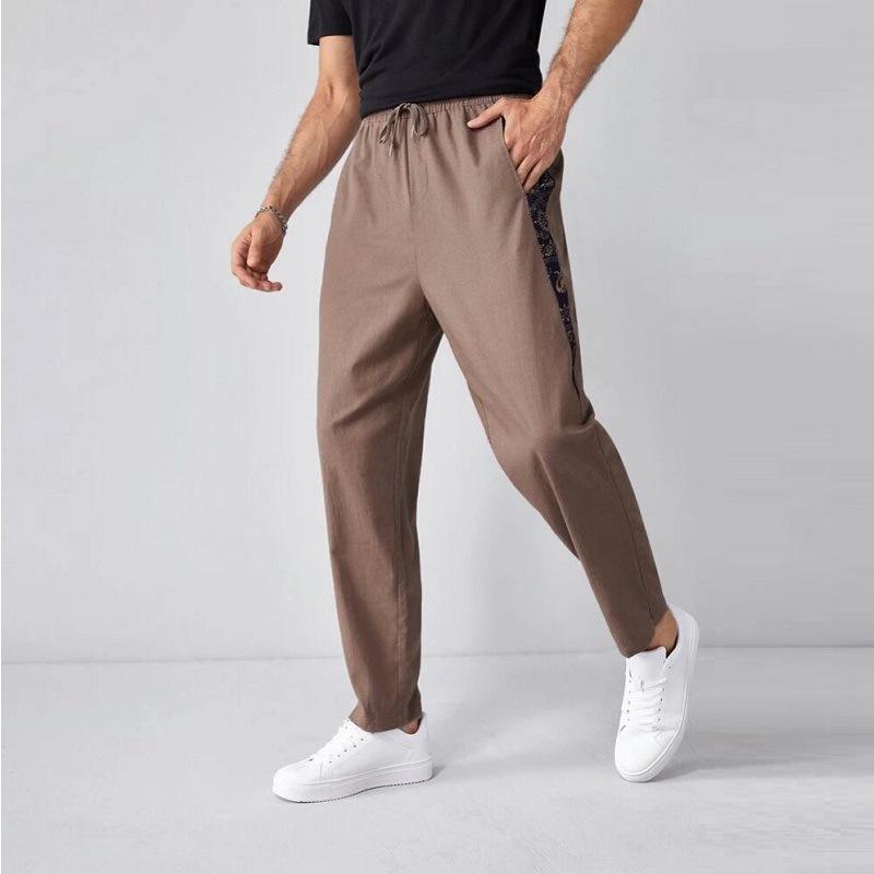 Mens Casual Pants, Fashionable Solid-color With Elastic Waist And Drawstring 3