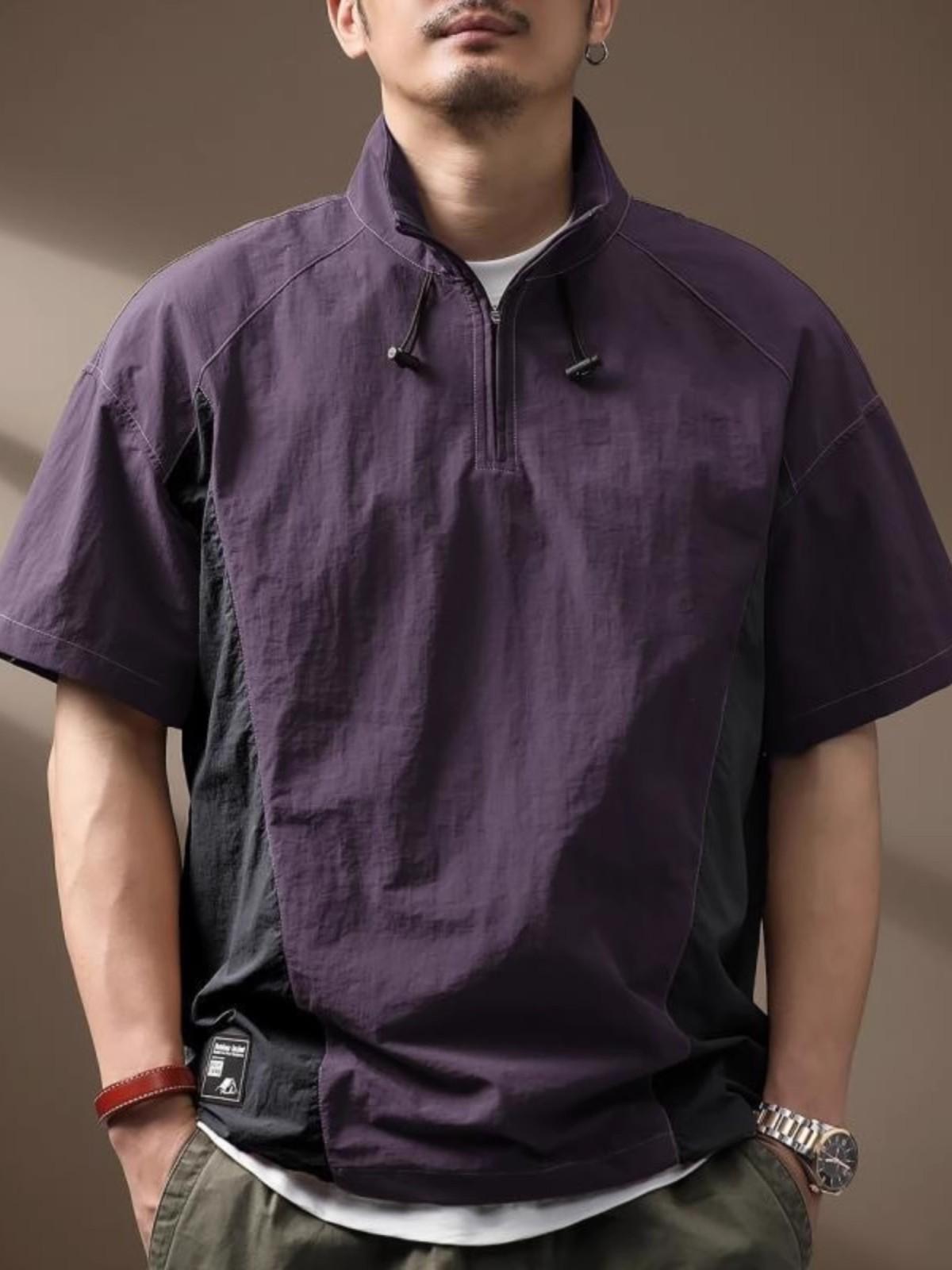 Functional Quick-drying T-shirt Mens Short-sleeve Stand-collar Polo Shirt 7