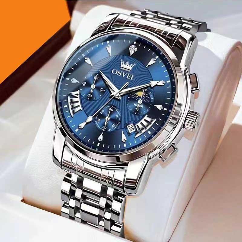 Men's Multi-functional Fashion Quartz Business Steel Belt Wrist Watch 12