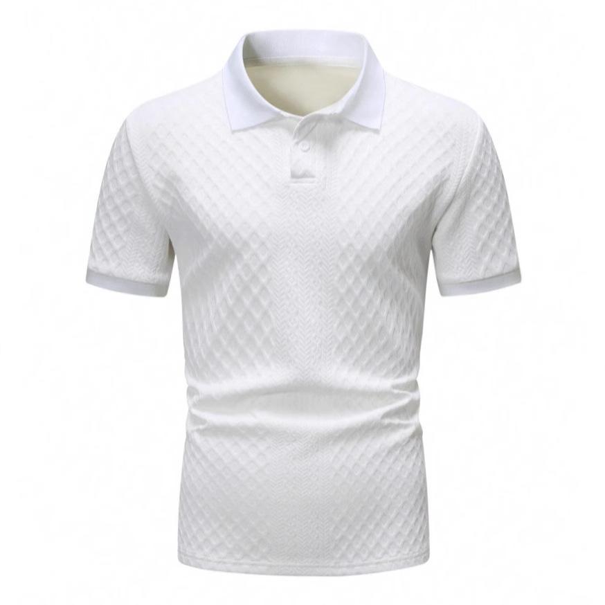 Mens Casual Jacquard Short-sleeve Polo T-shirt 4
