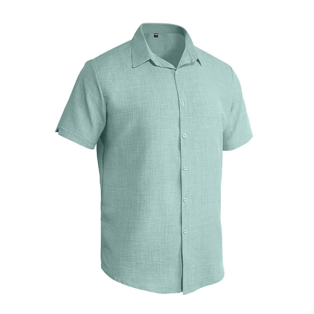 Mens Quick-Dry Short-Sleeve Breathable Solid-Color Lapel Casual Business Shirt 4
