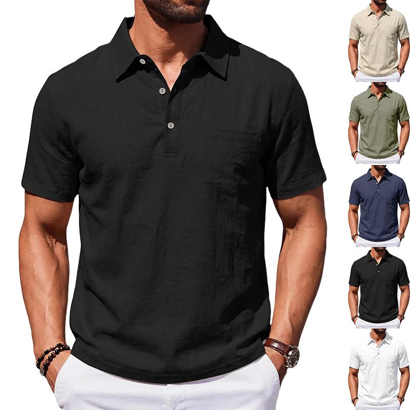 Men's Beach Linen Polo Shirt, Loose-Fit, Casual, Minimalist 5