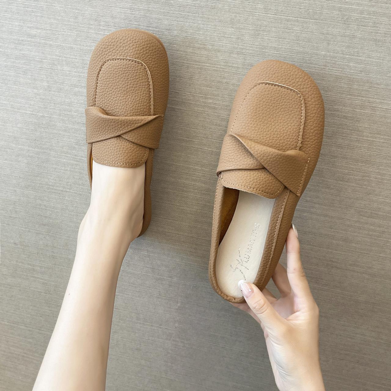 Closed Toe Loafers Half Slippers Women Soft Bottom Heel Grandma Shoes Sandals Women 8