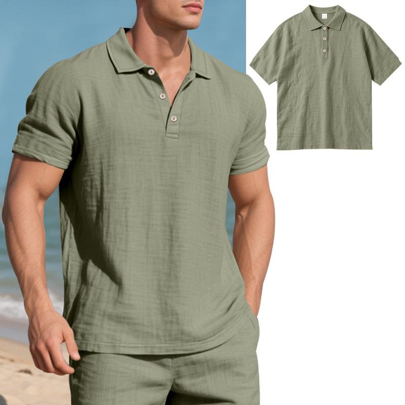 Breathable Linen Casual Short-Sleeve Polo Shirt 8