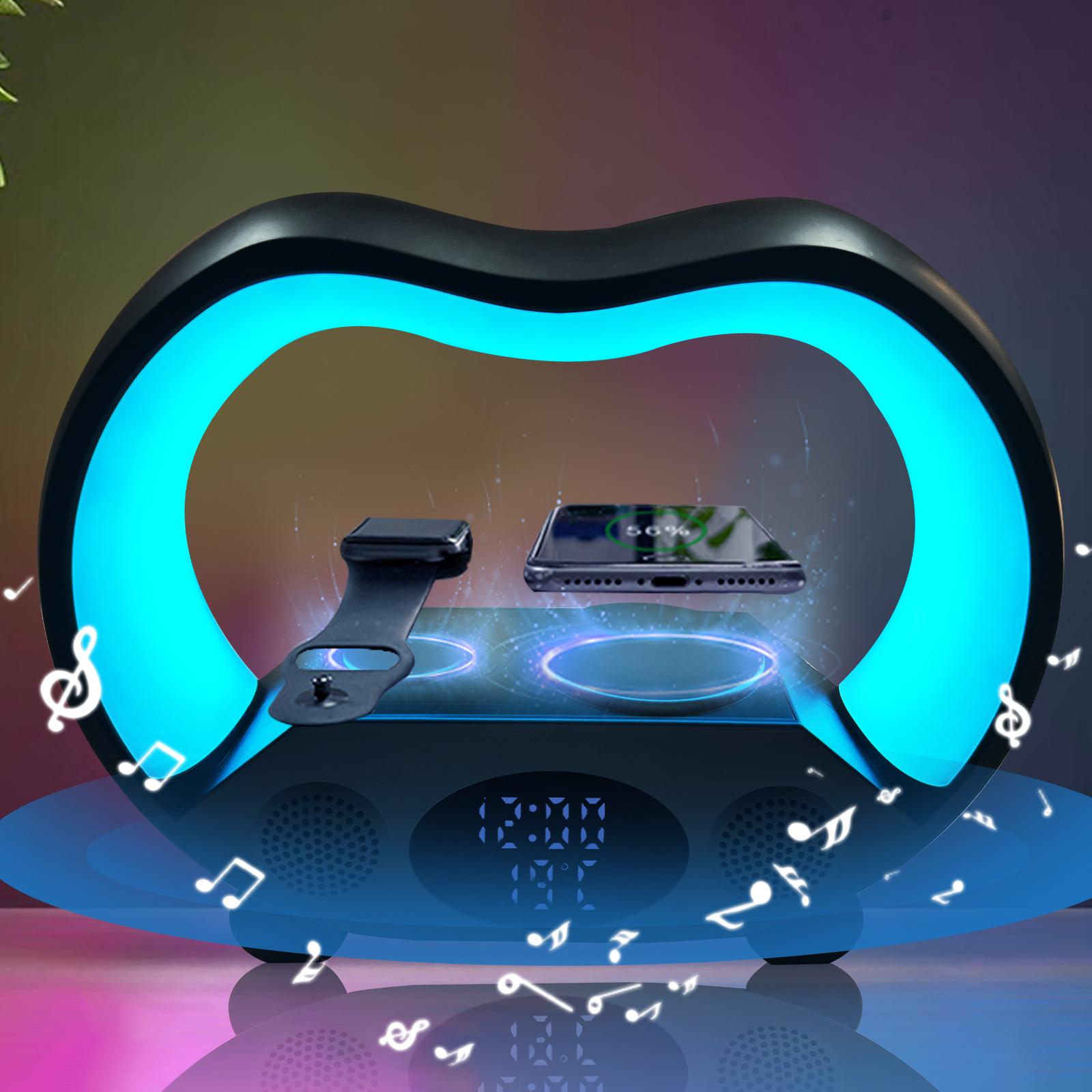 New 6 In 1 Smart Remote Control Bluetooth-compatible Ambience Intelligent LED Table Lamp Multi-function Wireless Charger Night Light Bluetooth-compatible Speaker 8
