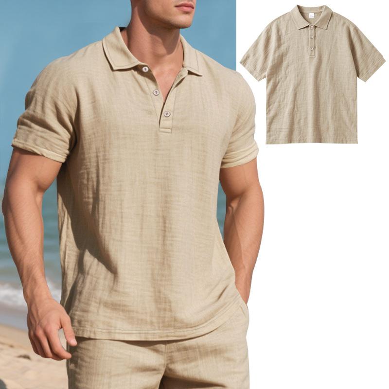 Breathable Linen Casual Short-Sleeve Polo Shirt 9