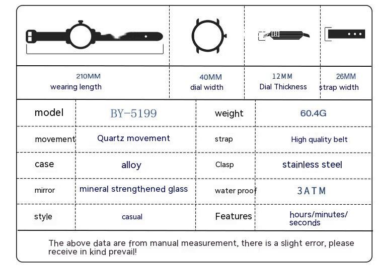 Men's Quartz Watch Fashion Business Simplicity Waterproof Tide Wrist Watch Calendar Watch Men 8