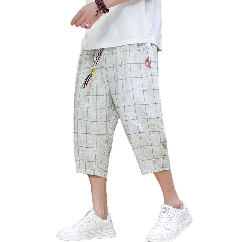 Summer Casual Plaid Cropped Harem Pants, Thin Style 5