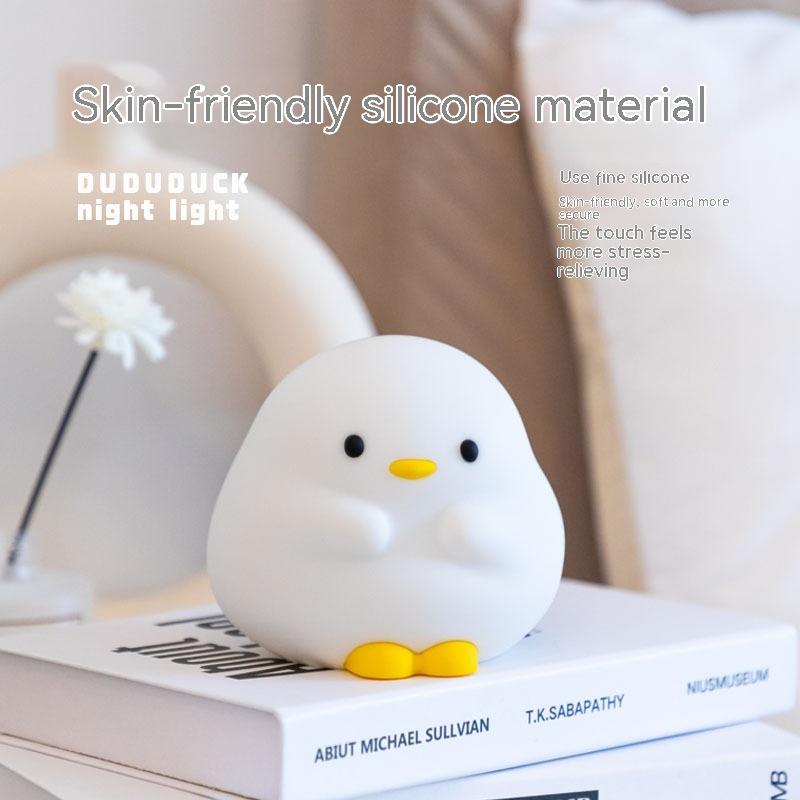 Cute Duck LED Night Lamp Cartoon Silicone USB Rechargeable Sleeping Light Touch Sensor Timing Bedroom Bedside Lamp For Kid Gift Home Decor 7
