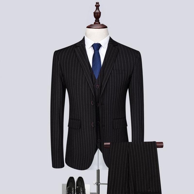 Mens Fashionable And Versatile Striped Three-piece Suit 7