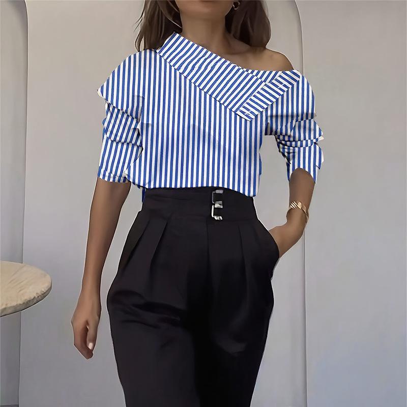 Striped Long-sleeve Casual Shirt For Women 4