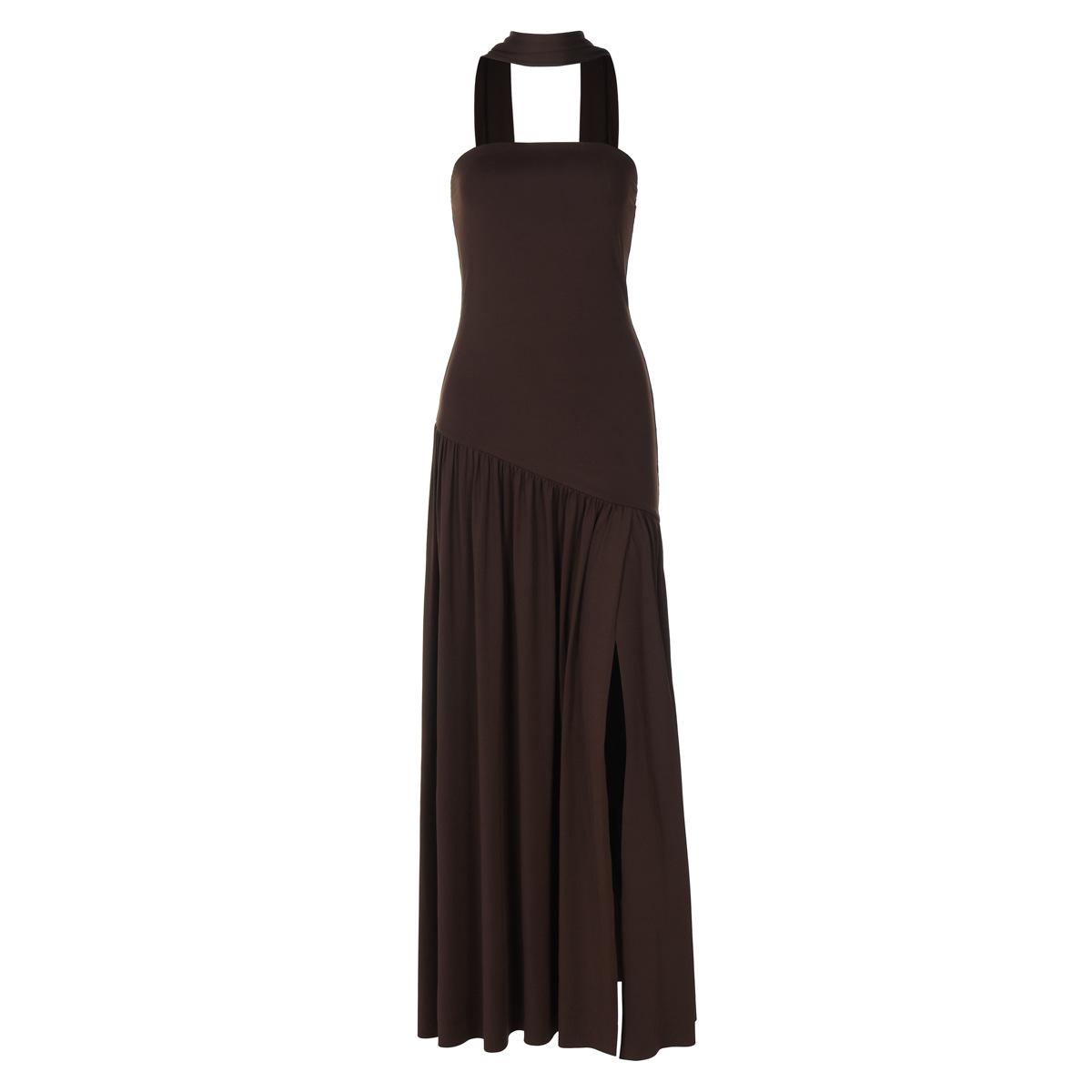 Pure Color Split Backless Elegant Streamer Dress 5