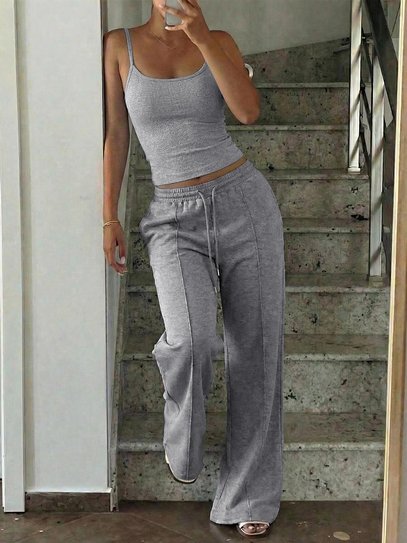 Summer New Casual Resort Camisole Vest And Sports Pants Set 7