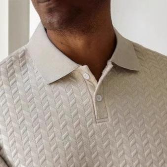 Mens Casual Short-sleeve Textured Polo Shirt Top 4
