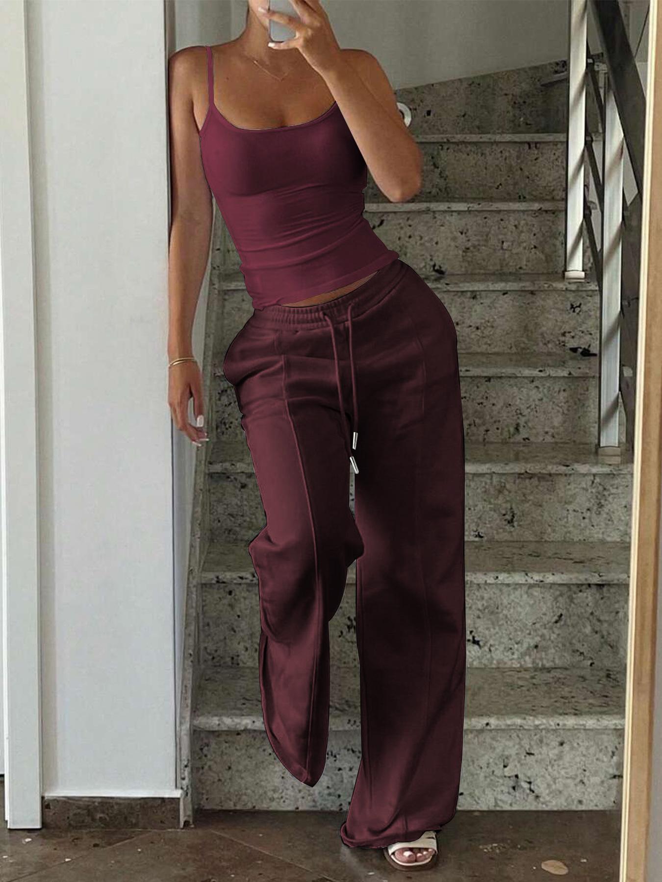 Summer New Casual Resort Camisole Vest And Sports Pants Set 5