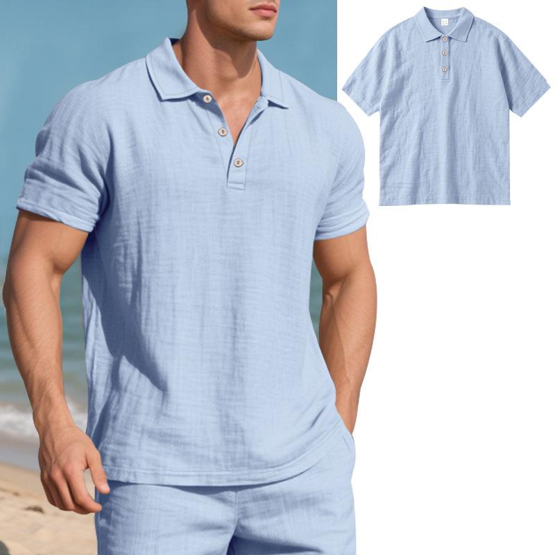 Breathable Linen Casual Short-Sleeve Polo Shirt 11