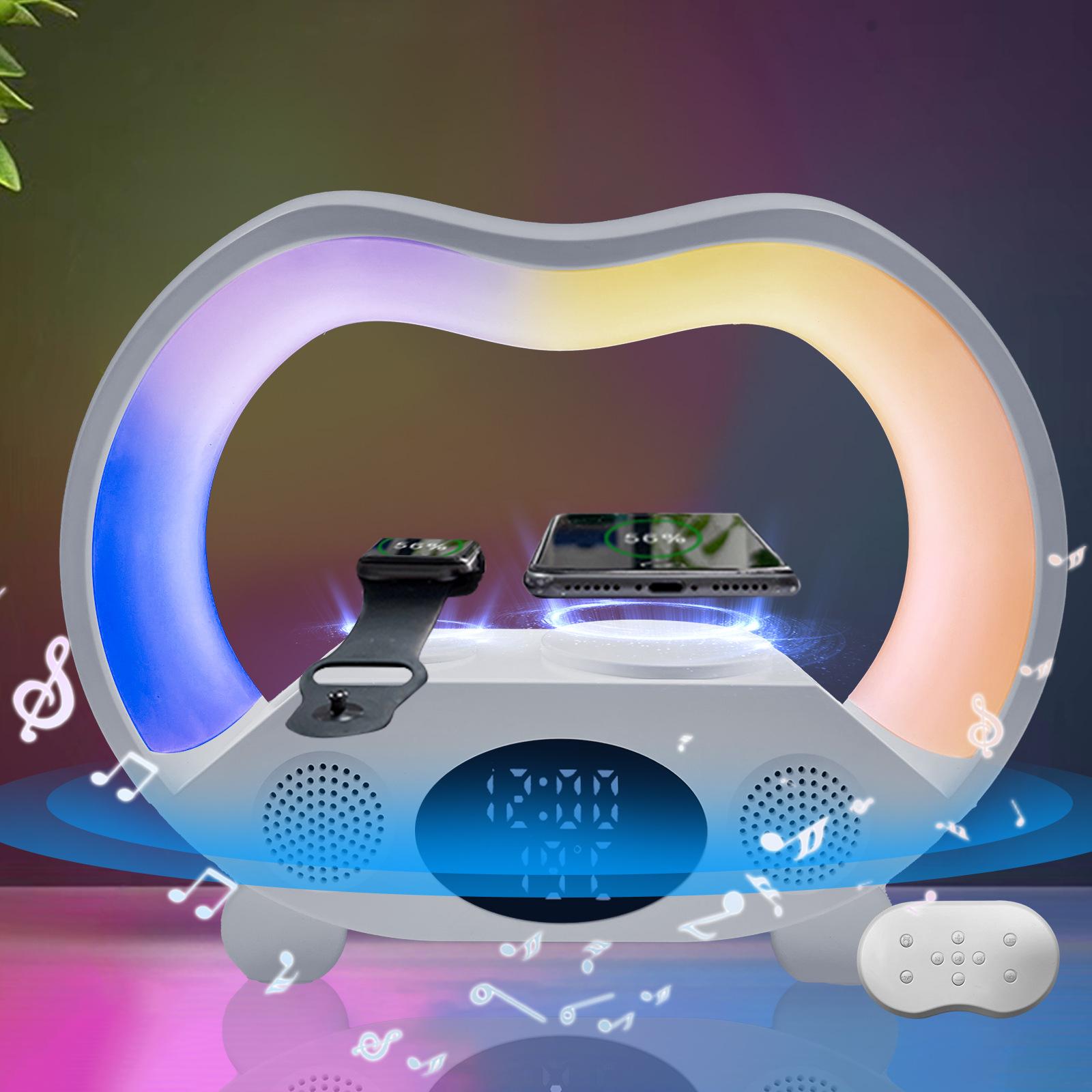New 6 In 1 Smart Remote Control Bluetooth-compatible Ambience Intelligent LED Table Lamp Multi-function Wireless Charger Night Light Bluetooth-compatible Speaker 5