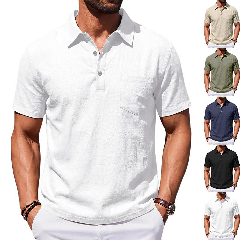 Men's Beach Linen Polo Shirt, Loose-Fit, Casual, Minimalist 4