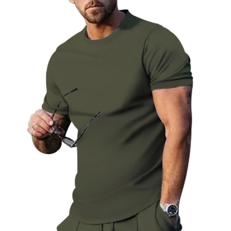 Mens Summer Solid-Color Crew-Neck Short-Sleeve Top 3