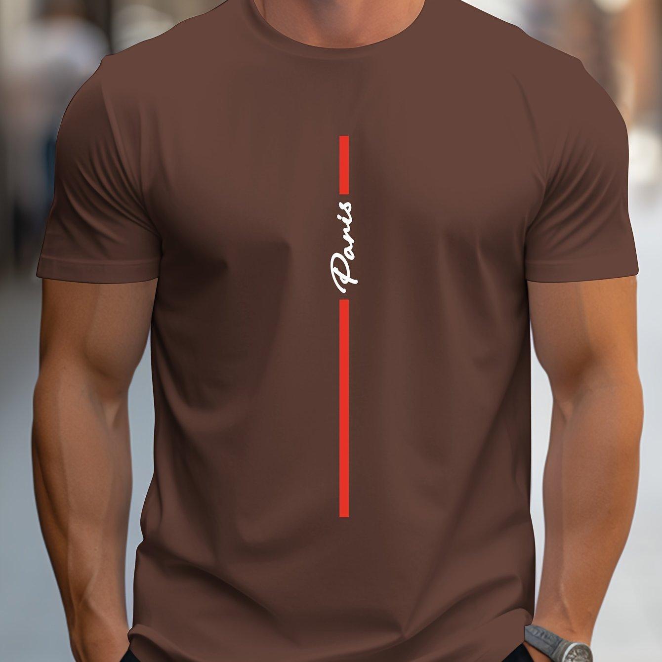 Men's Fashion Handwritten Paris Print Shoulder T-Shirt 6