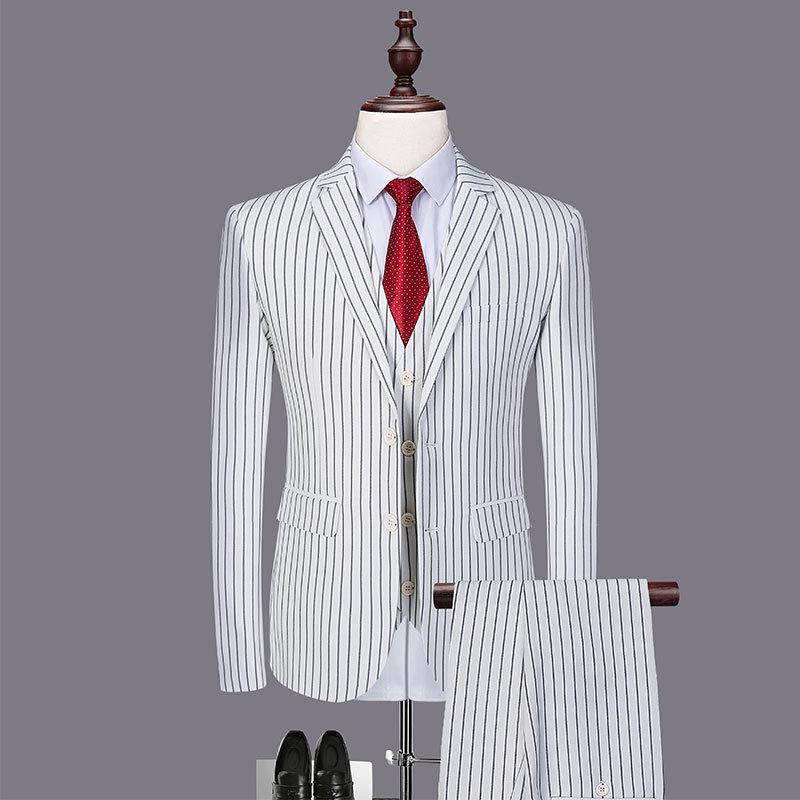 Mens Fashionable And Versatile Striped Three-piece Suit 8