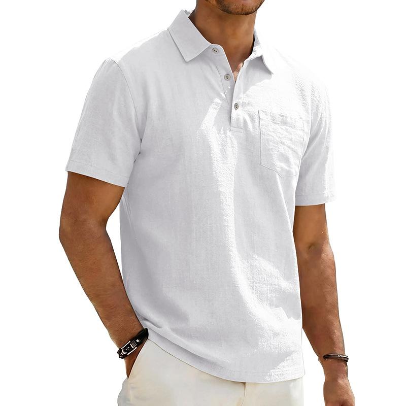 Men's Beach Linen Polo Shirt, Loose-Fit, Casual, Minimalist