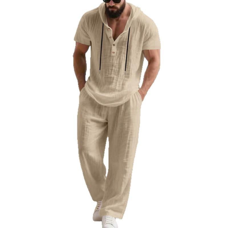 Mens Casual Loose-fitting Breathable Top And Pants 4