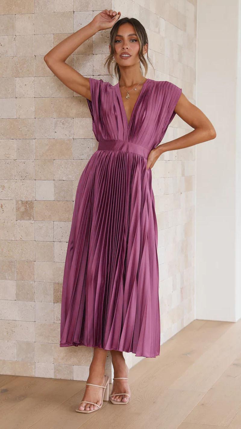 Summer V-neck Pleated Dress INS Fashion Casual Loose Zip Sleeveless Dresses For Women Clothing 9