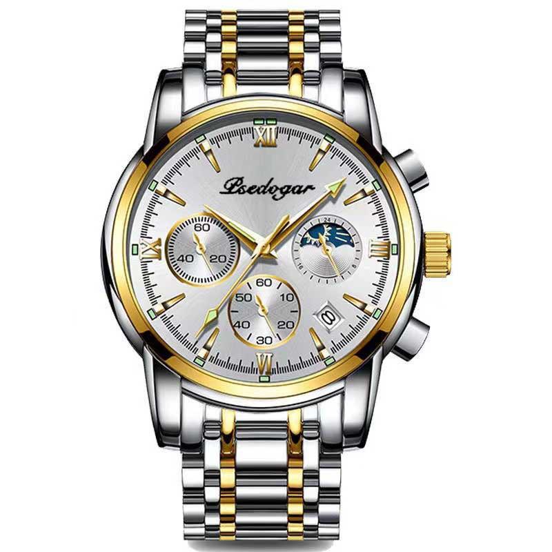 Men's Multi-functional Fashion Quartz Business Steel Belt Wrist Watch 24