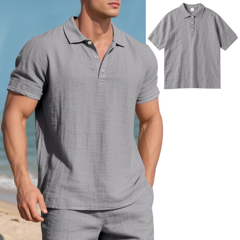 Breathable Linen Casual Short-Sleeve Polo Shirt 10