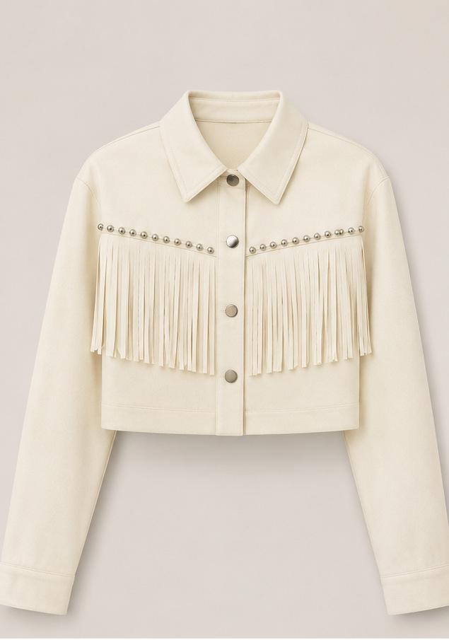 Fringe Faux Suede Short Womens Jacket 11