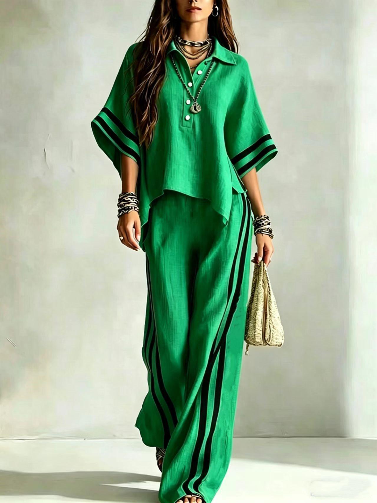 Short-sleeve Shirt And Loose-fitting Trousers Two-piece Set 11