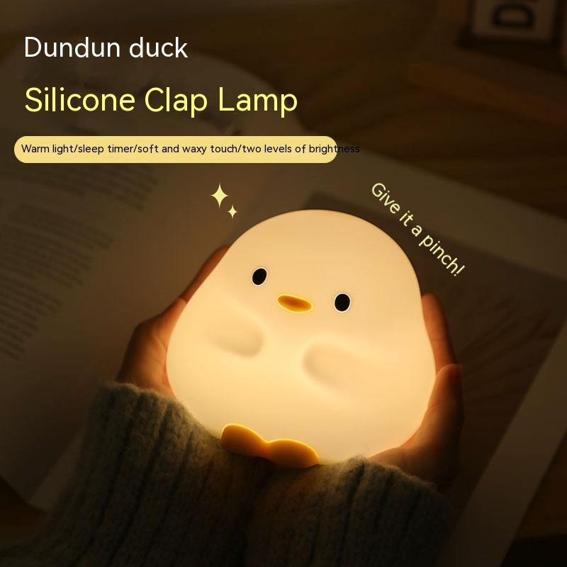 Cute Duck LED Night Lamp Cartoon Silicone USB Rechargeable Sleeping Light Touch Sensor Timing Bedroom Bedside Lamp For Kid Gift Home Decor 5