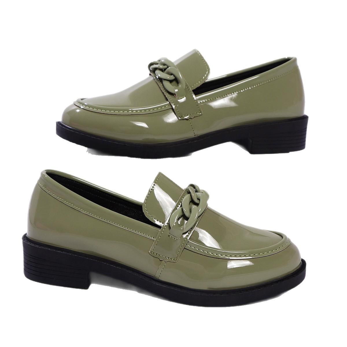 Thick Bottom Low Heel Leather Shoes Women 5