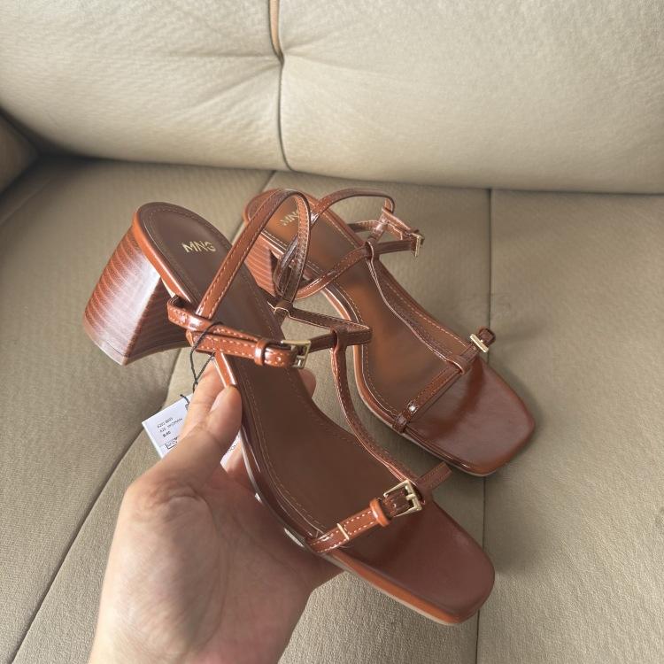 Casual High-heeled Open-toe Sandals Women's Shoes Square Toe 4