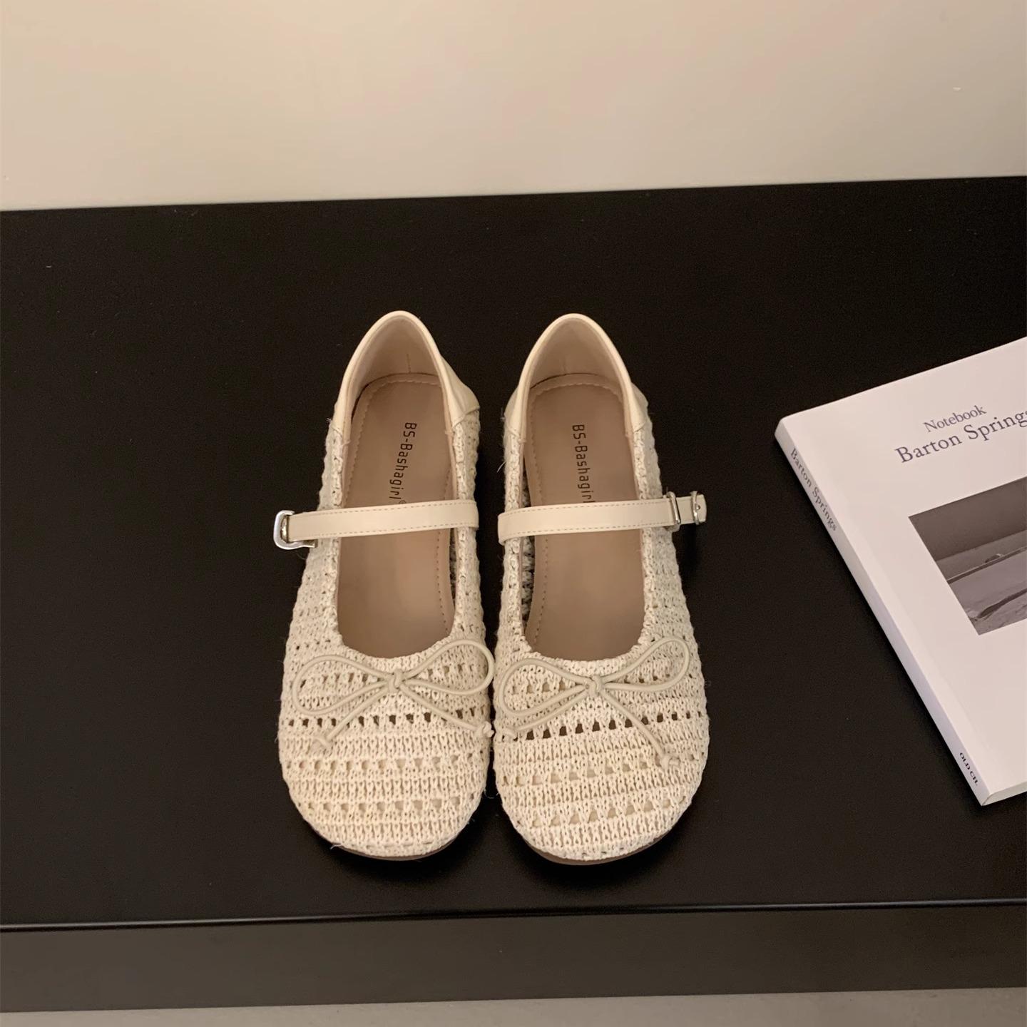 Retro Hollow Breathable Woven Mary Jane Shoes Women 7